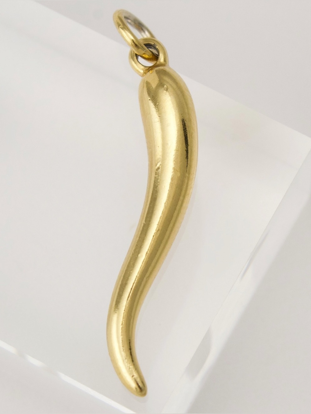 Vintage Italian Horn Charm Gold Plated Cornicello Necklace Pendant